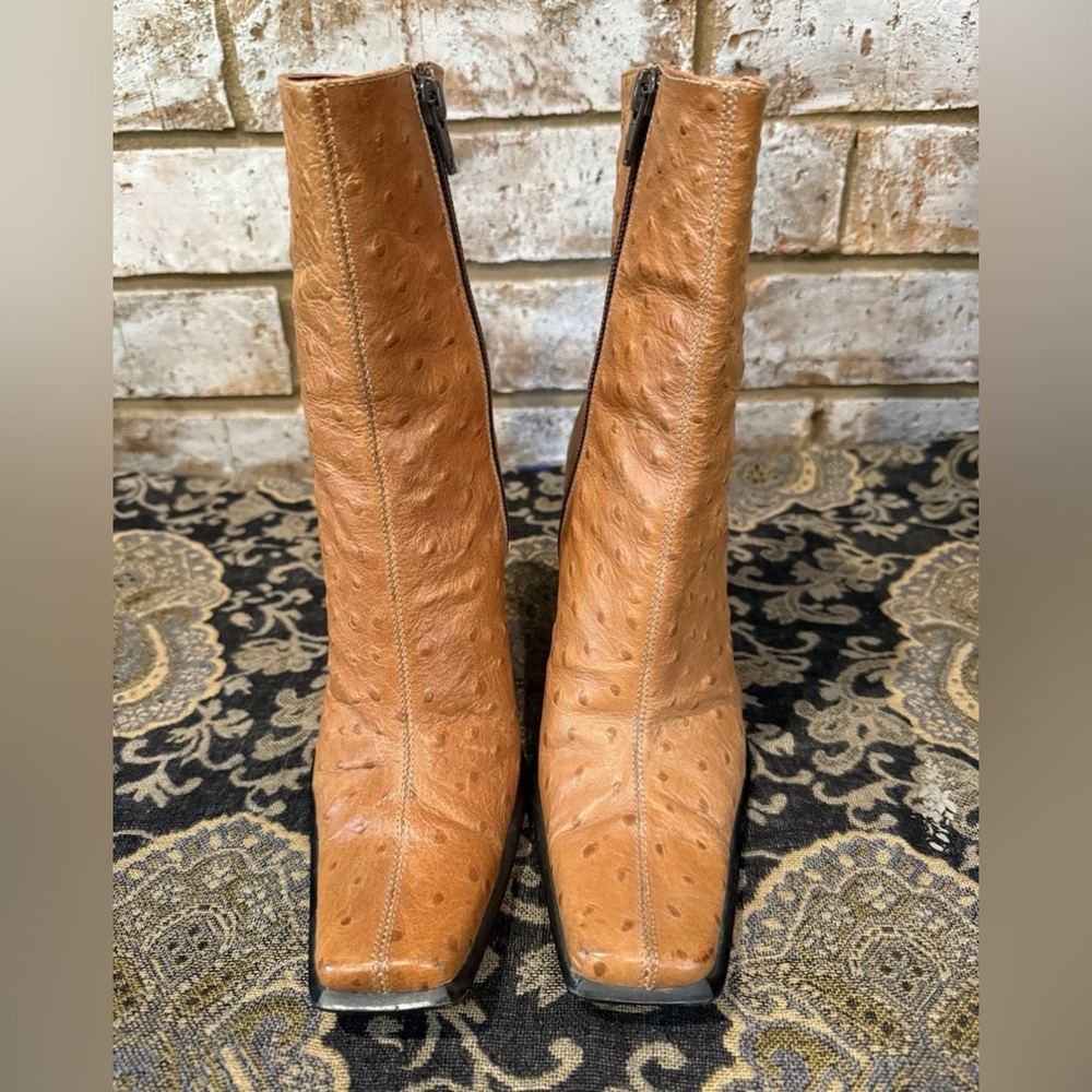 Vintage 90s Charles David By Natalie Ostrich Leather Made In Italy Sz 36 US 5.5 - Picture 2 of 12